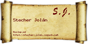 Stecher Jolán névjegykártya